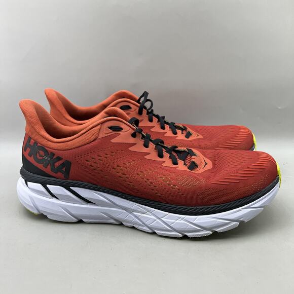 Hoka One One Clifton 7 Running Shoes Men Size 12.5 Red Orange Comfort Sneakers main image 11